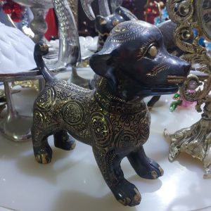 مجسمه توله سگ برنجی قلم خورده سایز بزرگ
