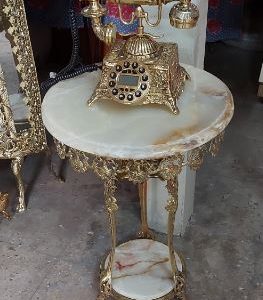 میز تلفن ایفل برنجی به همراه تلفن رومیزی برنج