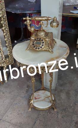میز تلفن ایفل برنجی به همراه تلفن رومیزی برنزی