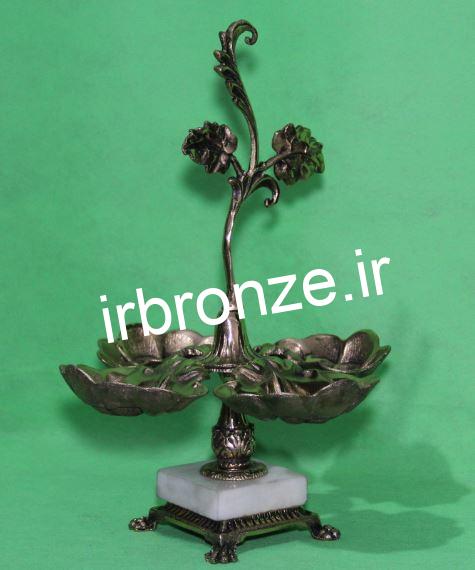 اردو خوری برنج برنزی چهار خانه پایه سنگ سفید